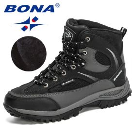 BONA 2022 New Designers Nubuck Shoes Men Outdoor Sports Tactical Male Boots Hiking Mountain Shoes Man Camping Climbing Footwear (Color: Charcoal grey S gray, size: 08)