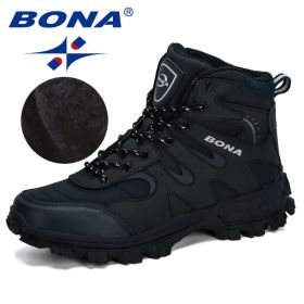 BONA New Designers Nubuck Hiking Boots Krasovki Tactical Shoes Men Outdoor Non-Slip Hiking Shoes Man Mountain Shoes Trendy (Color: Deep blue silvergray, size: 8.5)