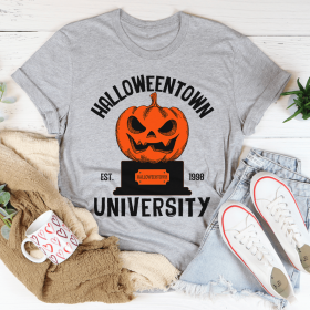 Merchmallow Halloween University T-Shirt (Color: Athletic Heather, size: S)