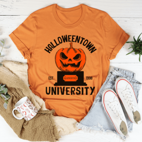 Merchmallow Halloween University T-Shirt (Color: Burnt Orange, size: L)