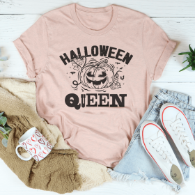 Halloween Queen T-Shirt (Color: Heather Prism Peach, size: S)