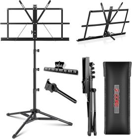 5 Core Music Stand 2 in 1 Dual Use Sheet Music Professional Portable Adjustable 27.6-67 Inch Folding Music Note Holder Tripod Stands - MUS FLD 4S (SKU: MUS FLD 4S BLK)