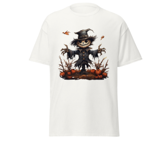 Halloween scarecrow fashion orange t-shirt merchyprint, size Medium (Color: White)