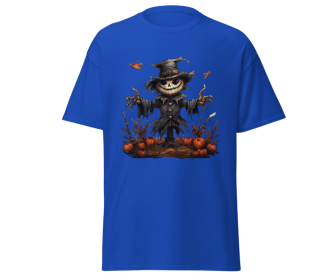 Halloween scarecrow fashion orange t-shirt merchyprint, size Medium (Color: Blue)