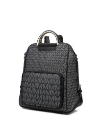 MKF Collection June M logo Printed Vegan Leather Women Backpack by Mia k (Material: Vegan Leather, Color: Black)