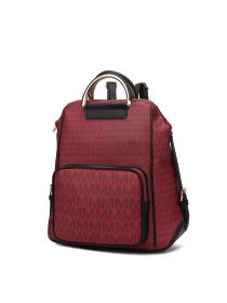 MKF Collection June M logo Printed Vegan Leather Women Backpack by Mia k (Material: Vegan Leather, Color: Burgundy)