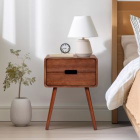 Wood Nightstand End Side Table with Drawer & Solid Wood Legs for Living Room, Bedroom (Color: as picture)