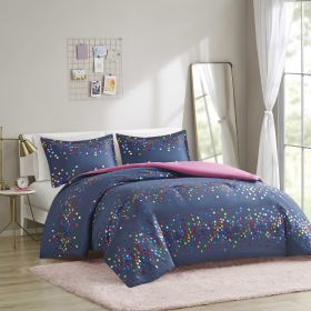 Janie Rainbow Iridescent Metallic Dot Comforter Set (Color: as Pic)