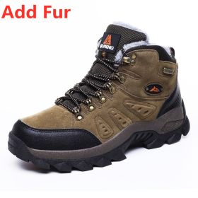 Large Size 48 Hiking Boots Men Summer Winter Outdoor Warm Fur Non Slip Fashion Women Footwear Boys Outdoor Work Ankle Boot Fall (Color: Fur Brown, size: 41)