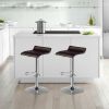 Set of 2 Modern Design Adjustable PU Leather Backless Bar Stools