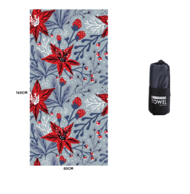 Printed Swim Microfiber Beach Towel (Option: Lead grey safflower-80x160cm opp bag)