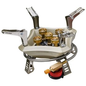 Outdoor Fierce Fire Stove Head Camping Portable Windproof Gas Stove Gas Gas Portable Gas Stove (Color: Khaki)