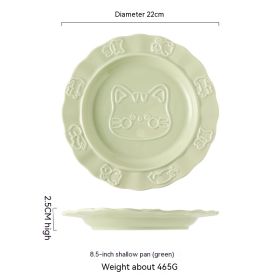 Ceramic Plate Cartoon Cute Relief Dish Dim Sum Dessert Cake (Option: Shallow Plate Green)