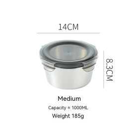 304 Stainless Steel Crisper Sealed Storage Box (Option: 14cm-304 Stainless Steel)