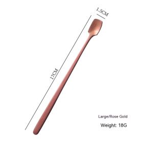 Long Handle Stainless Steel Stirring Square Ice Spoon (Option: Rose Gold 17CM)