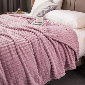 Milk Velvet Blanket Thickened Strip Cut Flower Flannel Blanket (Option: Cut Grid Taro Purple-180 X200CM Cover Blanket)