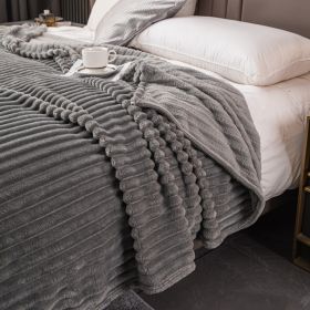 Milk Velvet Blanket Thickened Strip Cut Flower Flannel Blanket (Option: Light Gray-180 X200CM Cover Blanket)