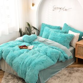 Mink Fur Four-piece Plush Rhinestone Velvet Duvet Cover (Option: Sky Blue-229X229cm)