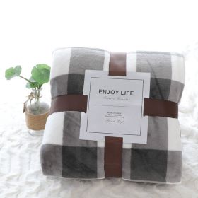 Nap Travel Solid Color Flannel Thickened Blanket (Option: Printed Gray Plaid-230x250cm)