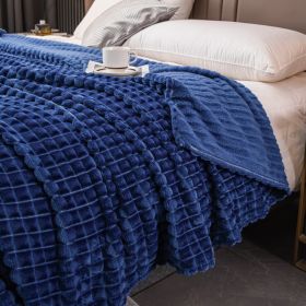 Milk Velvet Blanket Thickened Strip Cut Flower Flannel Blanket (Option: Cut Grid Blue-230 X200CM Cover Blanket)