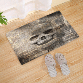 Halloween Flannel Floor Mat Bathroom Toilet Door Non-slop Mats Skull Absorbent Printing Floor Mat (Option: Halloween 210004-45x75)