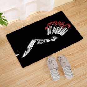 Halloween Flannel Floor Mat Bathroom Toilet Door Non-slop Mats Skull Absorbent Printing Floor Mat (Option: Halloween 210008-45x75)