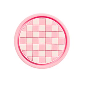 Cross-border Car Coaster A Large Number Of Spot Car PVC Heat Insulation Non-slip Mat Car Water Cup Mat (Option: Pink And White Plaid-2PCS)