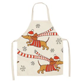 Cartoon Cute Dog Printed Cotton And Linen Apron Kitchen Home Cleaning Parent-child Sleeveless Coverall Generation Hair (Option: W 14010-68X55cm)