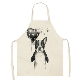 Cartoon Cute Dog Printed Cotton And Linen Apron Kitchen Home Cleaning Parent-child Sleeveless Coverall Generation Hair (Option: W 1405-68X55cm)