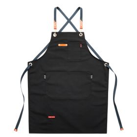 Denim Canvas Apron Restaurant Baking Barber Men's And Women's Work Clothes (Option: Black-Children's 47cm Long)