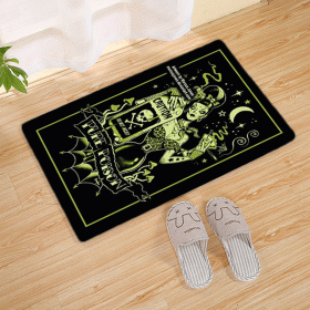 Halloween Flannel Floor Mat Bathroom Toilet Door Non-slop Mats Skull Absorbent Printing Floor Mat (Option: Halloween 210019-45x75)