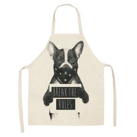 Cartoon Cute Dog Printed Cotton And Linen Apron Kitchen Home Cleaning Parent-child Sleeveless Coverall Generation Hair (Option: W 1404-68X55cm)