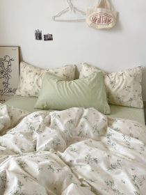 Cream Xia Zhi Ins Floral Vintage Cotton Four-piece Set (Option: Campanula-Fitted Sheet 1.8m)