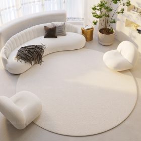 Silent Wind Absorbent Round Carpet Cream Wind Hanging Basket Dressing Table Bedroom Bedside Household Crystal (Option: Plain 01-100x100cm)