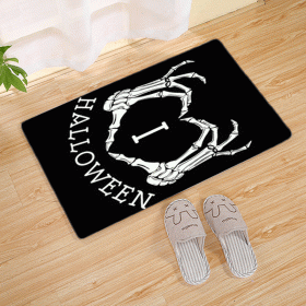 Halloween Flannel Floor Mat Bathroom Toilet Door Non-slop Mats Skull Absorbent Printing Floor Mat (Option: Halloween 210013-50x80)