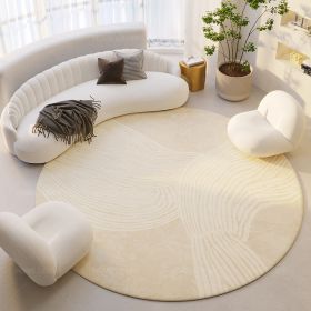 Silent Wind Absorbent Round Carpet Cream Wind Hanging Basket Dressing Table Bedroom Bedside Household Crystal (Option: Stripes 03-100x100cm)