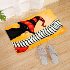 Halloween Flannel Floor Mat Bathroom Toilet Door Non-slop Mats Skull Absorbent Printing Floor Mat (Option: Halloween 210018-50x80)