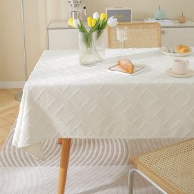 Nordic Simple Cotton Linen Rectangular Tablecloth (Option: Small Diamond White-110x170cm)